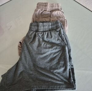2 Pairs Of Athletic Works High-Waist Shorts in Green And Cream